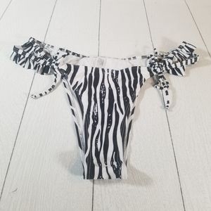 Cheeky Bikini Zebra Print Ruffle Bows Size XL. NWOT